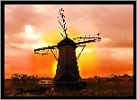 Wiatrak, Wschód Słońca, Holandia