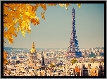 Wieża, Eiffla, Paryż, Panorama, Jesień