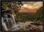 Australia, Wodospad Moran Falls, Skay, Drzewa, Wzgrza