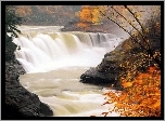 Jesień, Wodospad, Liście