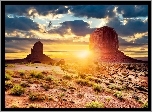 Zachód Słońca, Formacje Skalne, Arizona, USA