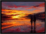 Zachód słońca, Chłopak, Dziewczyna, Paintography