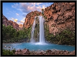 Góra, Skały, Wodospad, Havasu Falls, Arizona, Stany Zjednoczone