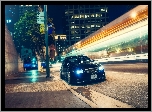 Acura TSX, Miasto, Wieżowce, Ulica, Noc