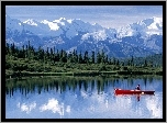 Alaska, Ameryka, Północna, Góry, Jezioro, Czółno
