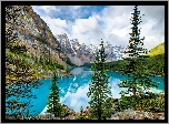 Kanada, Prowincja Alberta, Park Narodowy Banff, Jezioro Moraine, Las, Drzewa, Góry