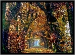 Aleja, Drzewa, Liście, Jesień