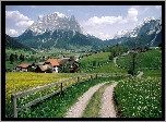Alpejska, Wioska, Pola, Łąki