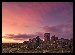 Anglia, Hrabstwo Leicestershire, Park publiczny Bradgate Park, Wieża Old John Tower, Zachód słońca