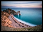 Anglia, Hrabstwo Dorset, Morze, Wybrzeże, Plaża, Skały, Durdle Door