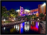 San Antonio, Miasto, Nocą, Gmach, Teatru, Rzeka, Drzewa