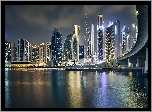Drapacze chmur, Rzeka, Miasto, Dubaj, Zjednoczone Emiraty Arabskie