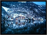 Austria ,Góry, Jezioro, Domy, Drzewa