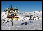 Austria, Tyrol, Góry, Drogowskazy, Śnieg