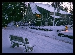 Dom, Ławka, Śnieg