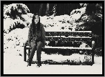 Kobieta, Ławka, Śnieg