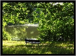 Park, Ławka, Staw