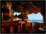 Bar, Restauracja, Jaskinia, Morze