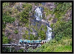 Pociąg, Skały, Wodospad, Barron Falls, Queensland, Australia