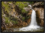 Wodospad, Kuhaway Waterfall, Bawaria, Niemcy, Skały, Rośliny