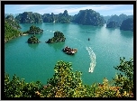 Halong Bay, Wietnam Z lotu ptaka, Morze, Wyspy