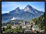 Berchtesgaden, Panorama, Miasteczka, Góry, Lasy, Mgła