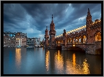 Niemcy, Berlin, Domy, Most Oberbaumbrücke, Rzeka Szprewa
