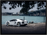 Białe, Lamborghini, Rzeka, Most