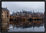 Holandia, Haga, Domy, Binnenhof, Staw Hofvijver