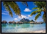 Bora Bora, Palmy, Domki, Góra Otemanu, Wyspa