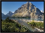 Góry, Jezioro, Bow Lake, Roślinność, Park Narodowy Banff, Prowincja Alberta, Kanada