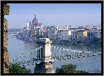 Parlament, Budapeszt, Węgry, Most, Rzeka, Dunaj, Panorama