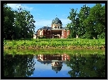 Park, Budowla, Kopuła, Jeziorko, Staw, Drzewa, Odbicie