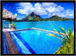 Bungalow, Basen, Góry, Morze, Bora Bora