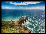 Byron, Australia, Skały, Ocean, Chmury