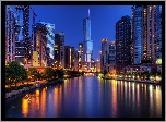 Chicago, Noc, Rzeka, Wieżowce