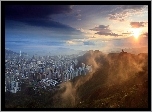 Chiny, Hong Kong, Panorama, Zachód słońca