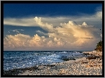 Chmury, Morze, Brzeg, Plaża