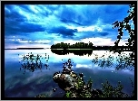 Jezioro, Chmury, Kamienie
