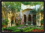 Cloister, Francja, Ogród, Kolorowe, Kwiatki