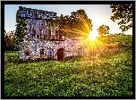 Promienie słońca, Młyn, Old Leckpatrick Corn Mill, Artigarvan, Hrabstwo Tyrone, Irlandia Północna