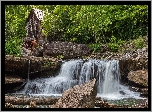 Las, Rzeka, Skały, Młyn wodny, Glade Creek Grist Mill, Park Babcock State, Wirginia Zachodnia, Stany Zjednoczone