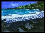 Czarna, Plaża, Kamienie, Morze, Maui, Hawaje