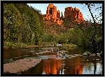 Czerwone, Skały, Rzeka, Las, Sedona, Arizona