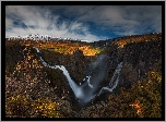 Norwegia, Dolina Mabodalen, Wodospad Voringfossen, Rzeka Bjoreio, Chmury