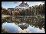 Jezioro, Antorno Lake, Góry, Dolomity, Masyw, Tre Cime di Lavaredo, Drzewa, Prowincja Belluno, Włochy