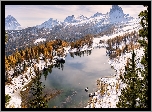 Zima, Góry, Dolomity, Jezioro, Lago Federa, Las, Drzewa, Cortina dAmpezzo, Włochy