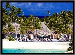 Dom, Palmy, Plaża, Ocean, Bora Bora