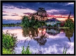 Dom, Jezioro, Drzewa, Odbicie