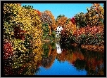 Domek, Jesień, Las, Jezioro